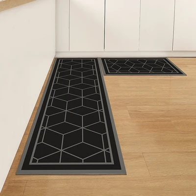 Gambar Forhom Keset Dapur PVC Grid 40x120 cm Set 2 pcs - Hitam