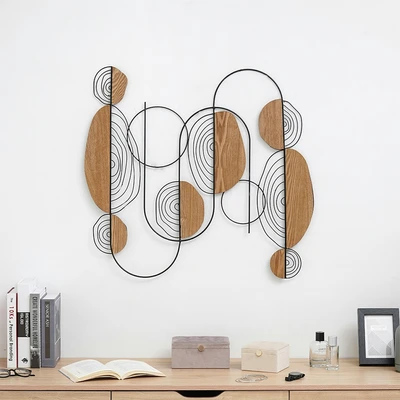 Gambar Informa Hiasan Dinding Multi Abstract Besi & Kayu 76.2x71.8 cm - Mix