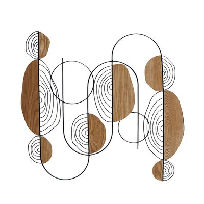 Gambar Informa Hiasan Dinding Multi Abstract Besi & Kayu 76.2x71.8 cm - Mix