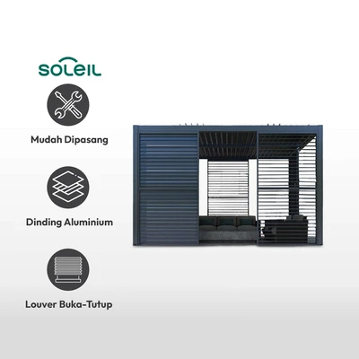 Gambar Soleil Part Turnover Louver Wall Atap Kanopi 90 cm - Abu-Abu Muda