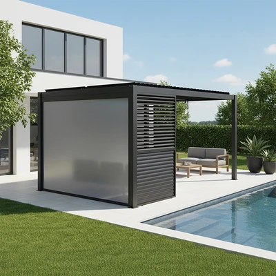 Gambar Soleil Set Pergola Atap Kanopi Aluminium 3x4 Meter
