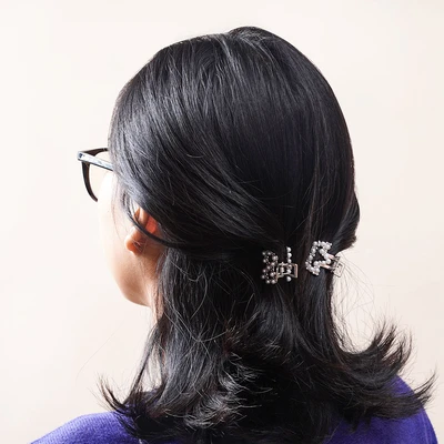 Gambar Ataru Jepit Rambut Ribbon Pearl Extra Small Set 2 pcs - Silver/Gold