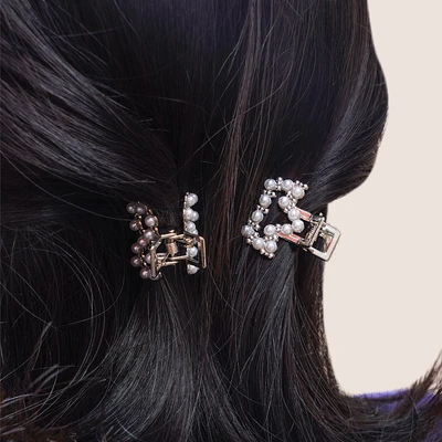 Gambar Ataru Jepit Rambut Ribbon Pearl Extra Small Set 2 pcs - Silver/Gold