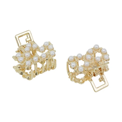 Gambar Ataru Jepit Rambut Ribbon Pearl Extra Small Set 2 pcs - Silver/Gold