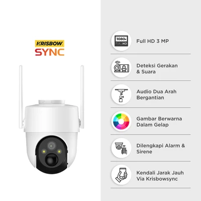 Gambar Krisbow Sync Ip Camera Wifi Battery Ptz Speed 3mp 24q