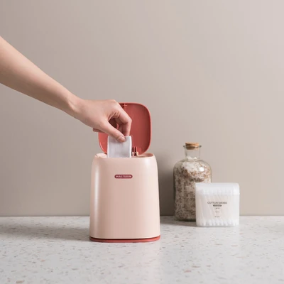 Gambar Stora Tempat Sampah Meja Tutup Tekan Plastik Mini 1.2 Liter - Pink