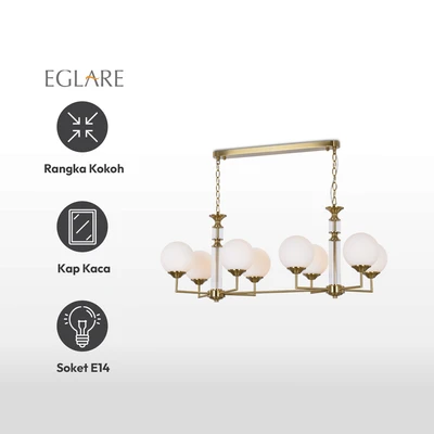 Gambar Eglare Elena Lampu Gantung Hias Dining  8l E14 - Brass/putih