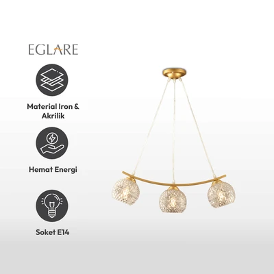 Gambar Eglare Chrysant Lampu Gantung Hias 3L E14 - Gold