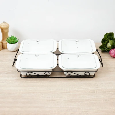 Gambar Appetite Rola Wadah Saji Dengan Rak 40 cm Set 5 pcs - Putih