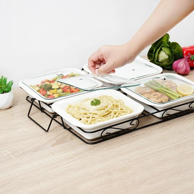 Gambar Appetite Rola Wadah Saji Dengan Rak 40 cm Set 5 pcs - Putih