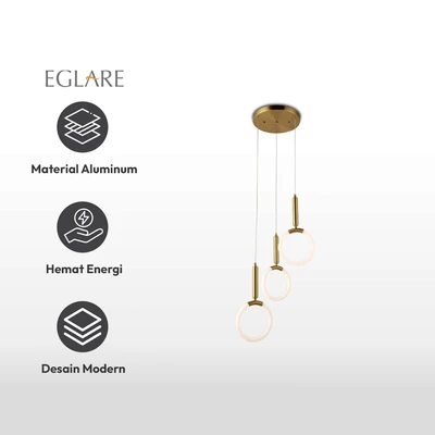 Gambar Eglare Odelia Lampu Gantung Hias LED 3L 30 Watt 3CCT Round