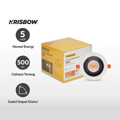 Gambar Krisbow Lampu Downlight LED Adjustable 5 Watt Warm White TM