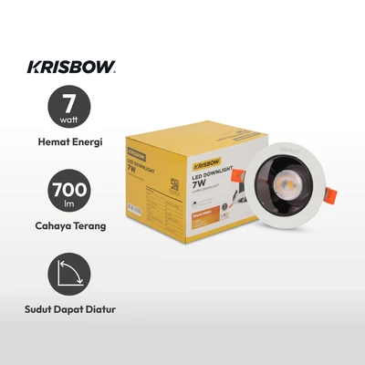 Gambar Krisbow Lampu Downlight LED Adjustable 7 Watt Warm White TM