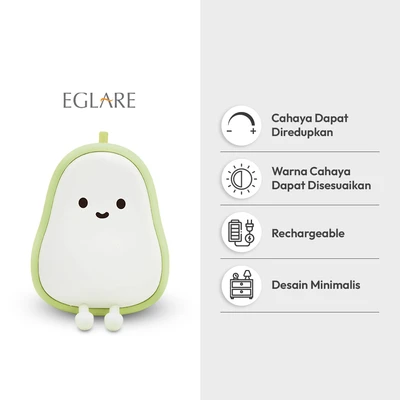 Gambar Eglare Lampu Tidur Rechargeable Pear - Hijau