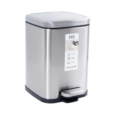 Gambar Eko Stella Tempat Sampah Pedal Stainless Steel 6 Liter - Silver Matt
