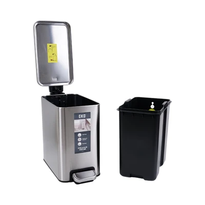 Gambar Eko Stella Tempat Sampah Pedal Stainless Steel Slim 10 Liter - Silver Matt