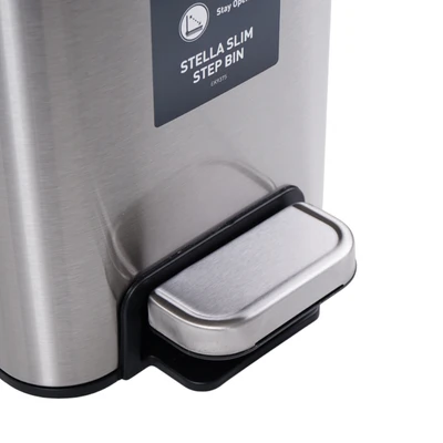 Gambar Eko Stella Tempat Sampah Pedal Stainless Steel Slim 10 Liter - Silver Matt
