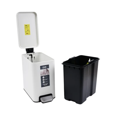 Gambar Eko Stella Tempat Sampah Pedal Stainless Steel Slim 10 Liter - Putih