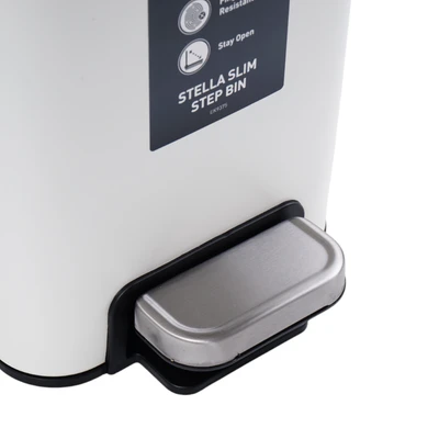 Gambar Eko Stella Tempat Sampah Pedal Stainless Steel Slim 10 Liter - Putih