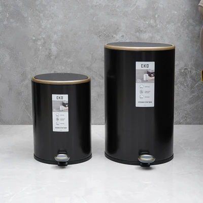 Gambar Eko Cosmo Tempat Sampah Pedal Besi 6 Liter - Hitam/Gold