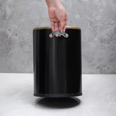 Gambar Eko Cosmo Tempat Sampah Pedal Besi 6 Liter - Hitam/Gold