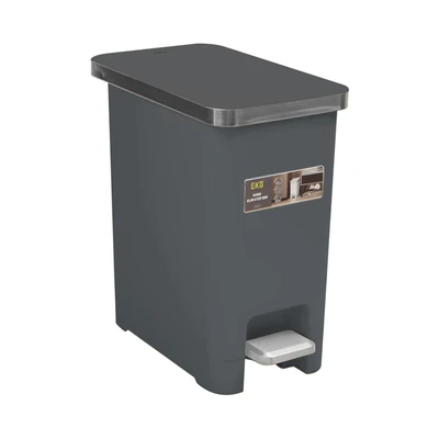 Gambar Eko Hana Tempat Sampah Pedal Plastik Slim 10 Liter - Abu-Abu