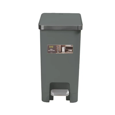 Gambar Eko Hana Tempat Sampah Pedal Plastik Slim 10 Liter - Abu-Abu