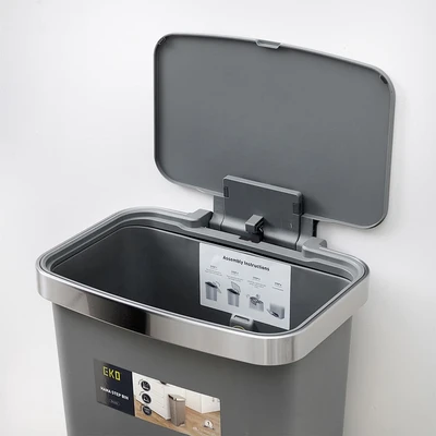 Gambar Eko Hana Tempat Sampah Pedal Plastik Slim 45 Liter - Abu-Abu