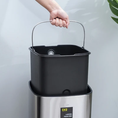 Gambar Eko Laguna Tempat Sampah Stainless Steel 28 Liter - Silver Matt