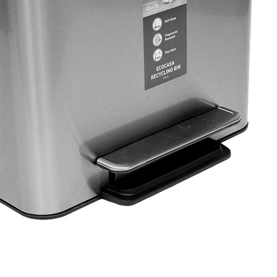 Gambar Eko Ecocasa Tempat Sampah Pedal Stainless Steel 12 & 12 Liter - Silver Matt