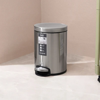Gambar Eko Eva Tempat Sampah Pedal Stainless Steel 5 Liter - Silver Matt