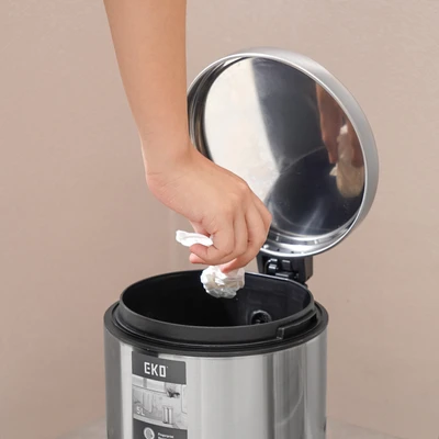 Gambar Eko Eva Tempat Sampah Pedal Stainless Steel 5 Liter - Silver Matt
