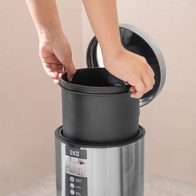 Gambar Eko Eva Tempat Sampah Pedal Stainless Steel 5 Liter - Silver Matt