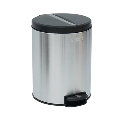 Gambar Krisbow Tempat Sampah Pedal Stainless Steel 5 Liter - Hitam/Silver Matt