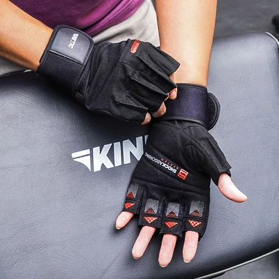 Gambar Kinetic Ukuran M Sarung Tangan Gym Power Lifting - Hitam/Merah