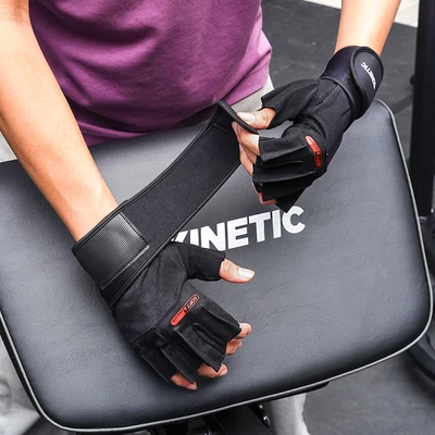 Gambar Kinetic Ukuran M Sarung Tangan Gym Power Lifting - Hitam/Merah