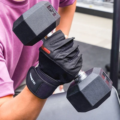 Gambar Kinetic Ukuran M Sarung Tangan Gym Power Lifting - Hitam/Merah