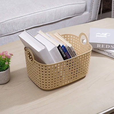Gambar Stora Keranjang Penyimpanan Rattan Style 30.5x21.5x19 cm - Krem Beige