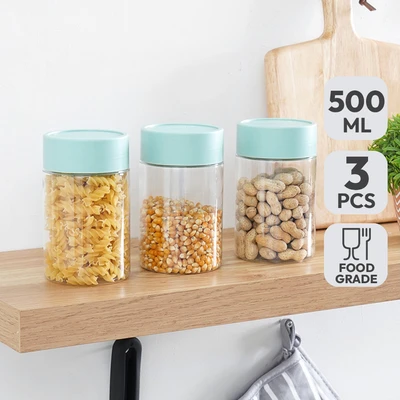 Gambar Informa Bennet Stoples Plastik Spin 500 ml Set 3 pcs Transparan - Hijau