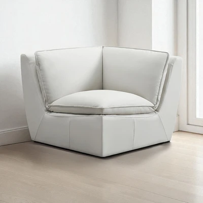 Gambar Ferrara Cambridge Sofa Modular Sudut Kulit 1 Seater Oslo - Krem Pebble