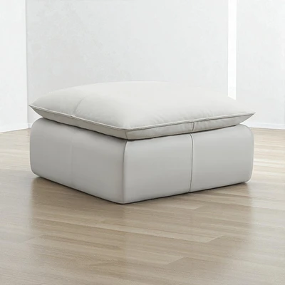 Gambar Ferrara Cambridge Bangku Ottoman Modular Kulit Oslo - Krem Pebble