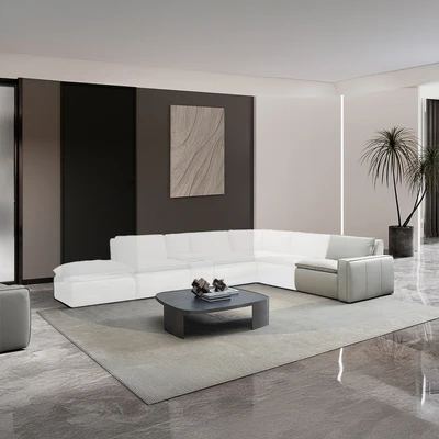 Gambar Ferrara Cambridge Sofa Modular Kulit Kanan 1 Seater Oslo - Krem Pebble