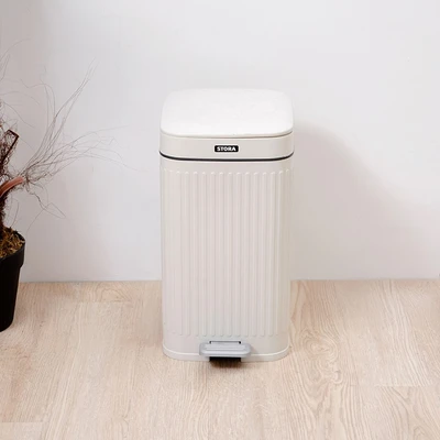 Gambar Stora Doric Tempat Sampah Pedal Plastik Slim 14 Liter - Putih Ivory