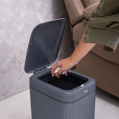 Gambar Stora Doric Tempat Sampah Pedal Plastik Slim 14 Liter - Abu-Abu