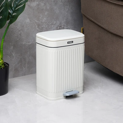 Gambar Stora Doric Tempat Sampah Pedal Plastik 8 Liter - Putih Ivory
