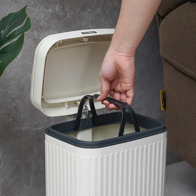 Gambar Stora Doric Tempat Sampah Pedal Plastik 8 Liter - Putih Ivory
