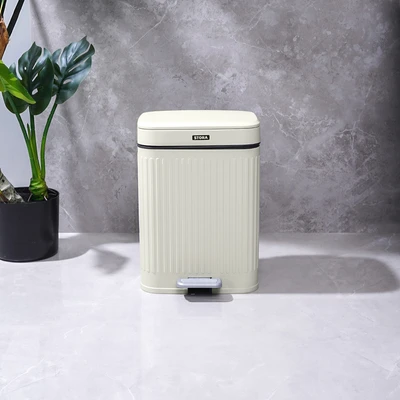 Gambar Stora Doric Tempat Sampah Pedal Plastik 12 Liter - Putih Ivory