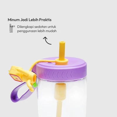Gambar Appetite Prim Botol Minum Tritan Dengan Sedotan & Strap 500 ml - Ungu