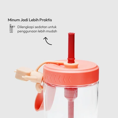 Gambar Appetite Prim Botol Minum Tritan Dengan Sedotan & Strap 500 ml - Merah