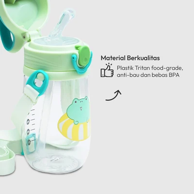 Gambar Appetite Paula Botol Minum Anak Tritan Dengan Sedotan & Strap 350 ml - Hijau